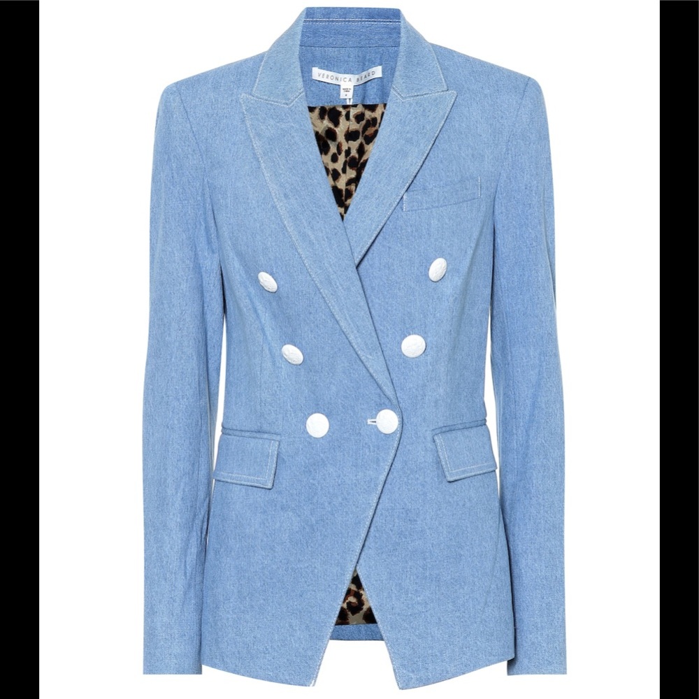NEW Veronica Beard Denim Double Breasted Blazer 00